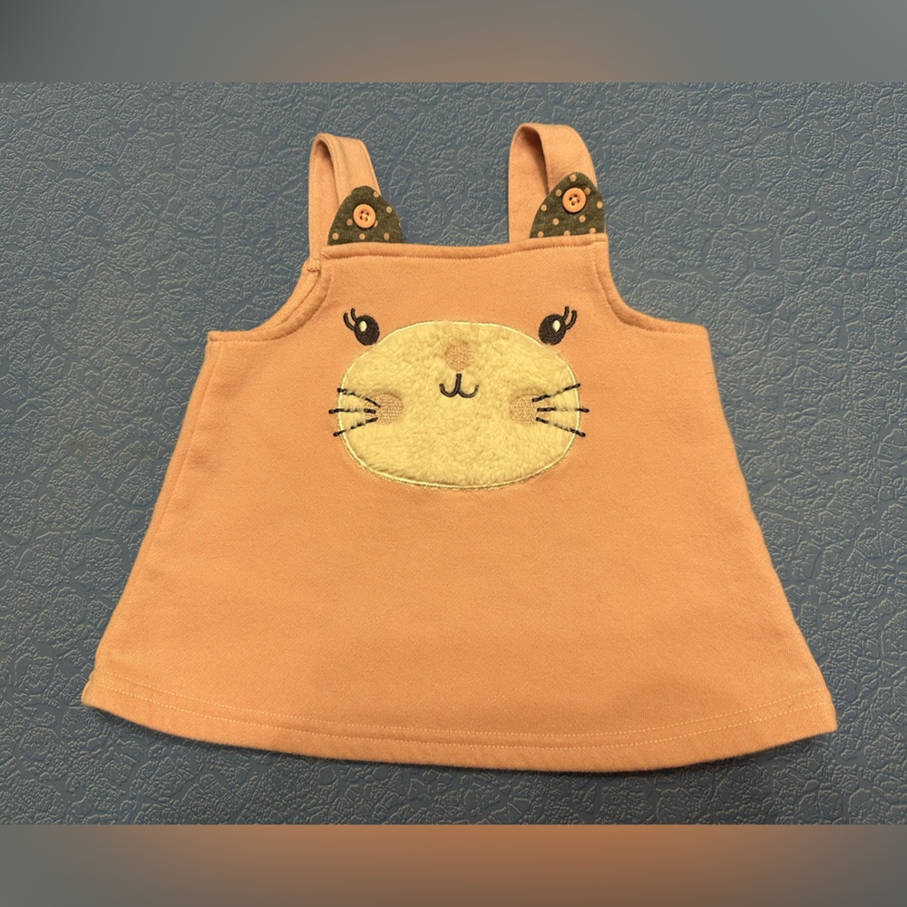 Charming Pink and Cream Casual Dress with Cat Design